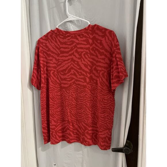 AllSaints Red Remix Bennie Zebra Print Logo Tee Sz M - Picture 4 of 4